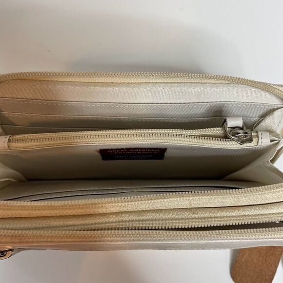 Great American Leatherworks Cream 8" Wallet Wristlet Zipper Snap Genuine Leather - Picture 6 of 9